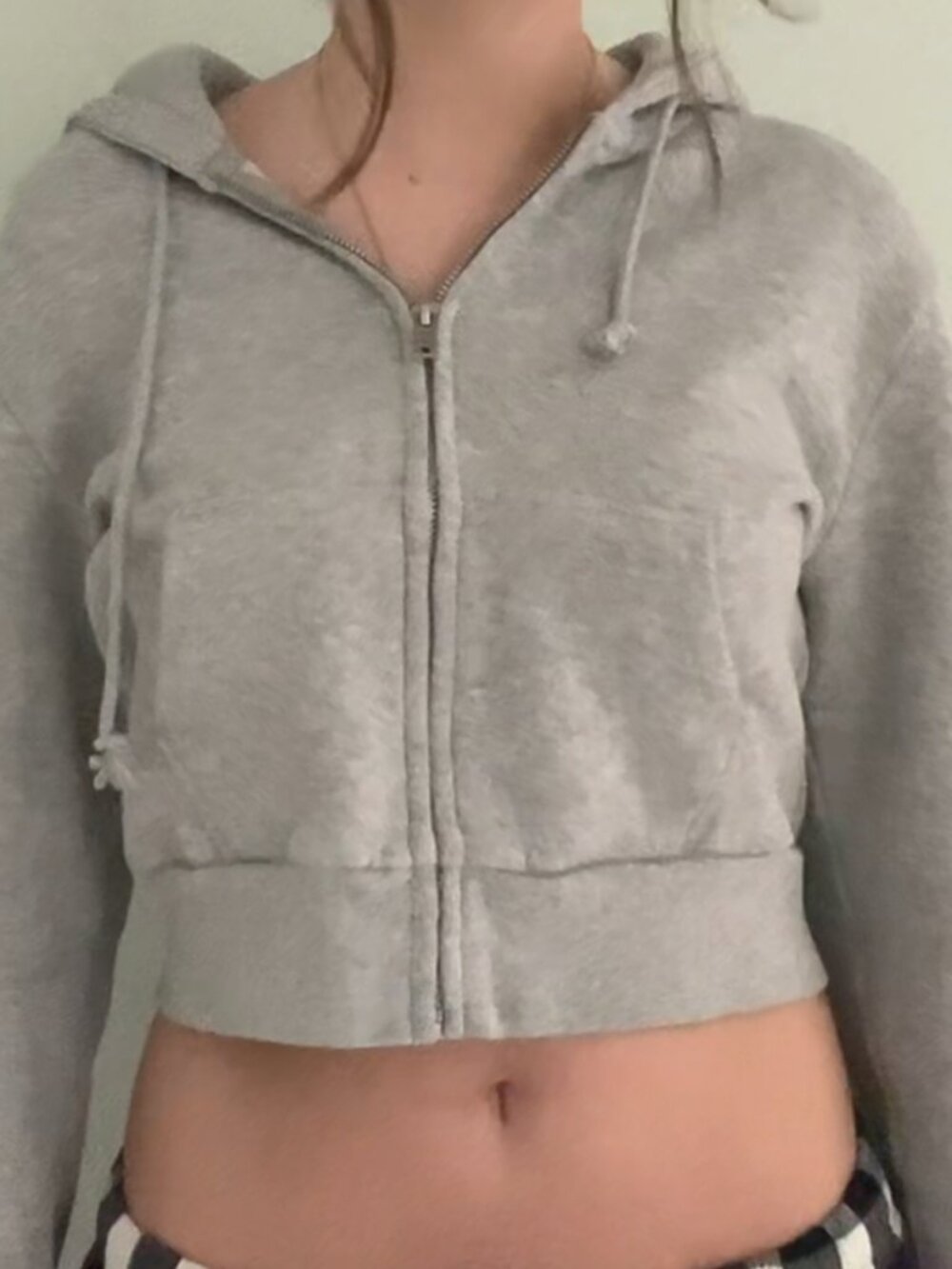 Brandy Melville gray cropped zip hoodie OS